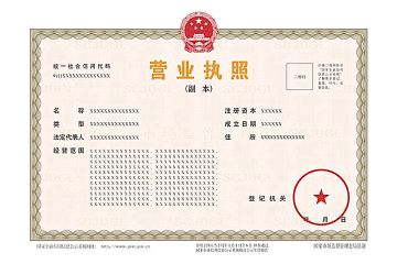 营业执照示例